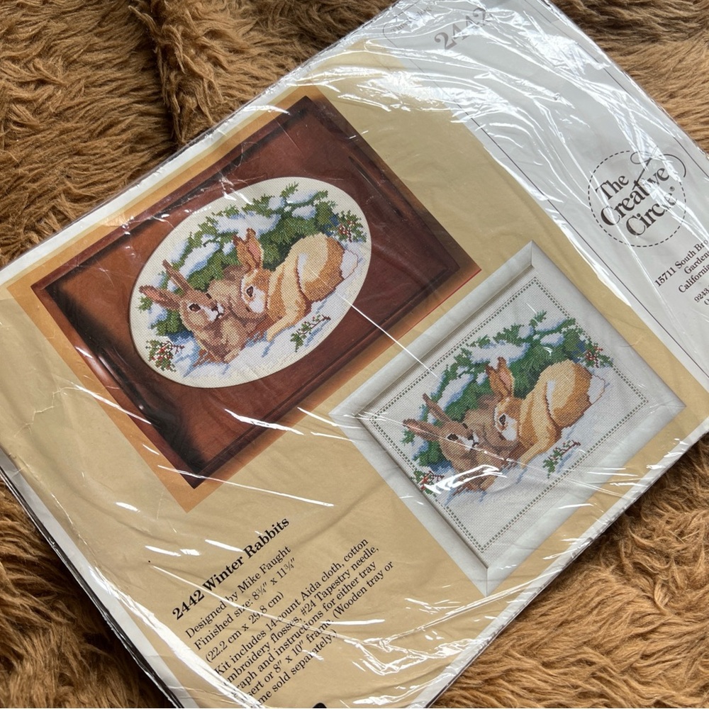Winter Rabbits Cross Stitch Kit - Neutral & Green